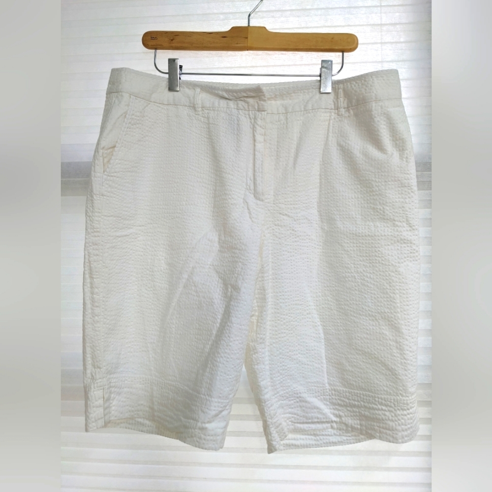 George White Seersucker Bermuda Shorts Size 16